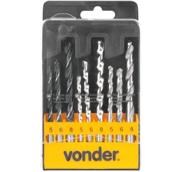 Broca Jogo Aco Rapido/Videa/Madeira 9pcs Vonder