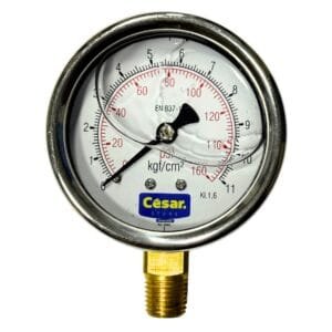 Manometro 063mm 0160psi/11kgf 1/4 Npt Inf Interno Latao Caixa Inox Glicerina Cesar