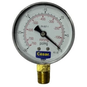 Vacuometro 063Mm 30Phg X -760Mmhg Aco Carbono 1/4 Npt Inferior Cesar
