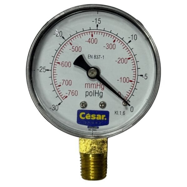 Vacuometro 063Mm 30Phg X -760Mmhg Aco Carbono 1/4 Npt Inferior Cesar