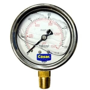 Manometro 063Mm 1500Psi/100Kgf 1/4 Npt Inf Interno Latao Caixa Inox Glicerina Cesar