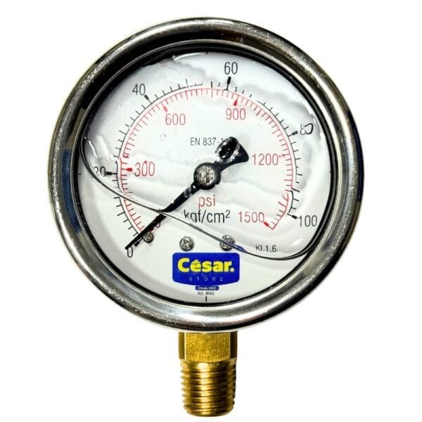 Manometro 063Mm 1500Psi/100Kgf 1/4 Npt Inf Interno Latao Caixa Inox Glicerina Cesar