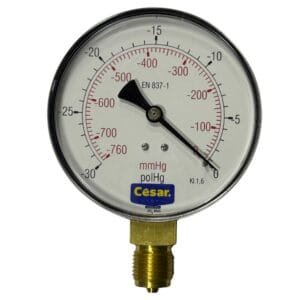 Vacuometro 100Mm 30Polhgx-760Mmhg 1/2 Bsp Inferior Aco Carbono Cesar