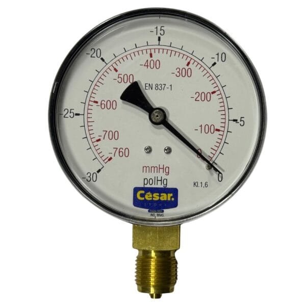 Vacuometro 100Mm 30Polhgx-760Mmhg 1/2 Bsp Inferior Aco Carbono Cesar