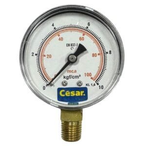 Manometro 063mm 0100mca/10kgf 1/4 Npt Inf Aco Carbono Cesar
