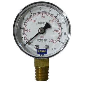MANOMETRO 050MM 0300PSI/20KGF 1/4 NPT INF ACO CARBONO CESAR