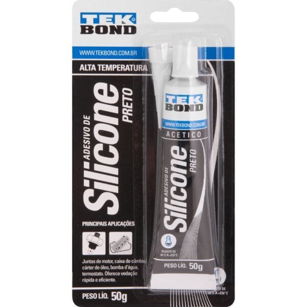 Cola Silicone 50G Alta Temperatura Preto Tekbond