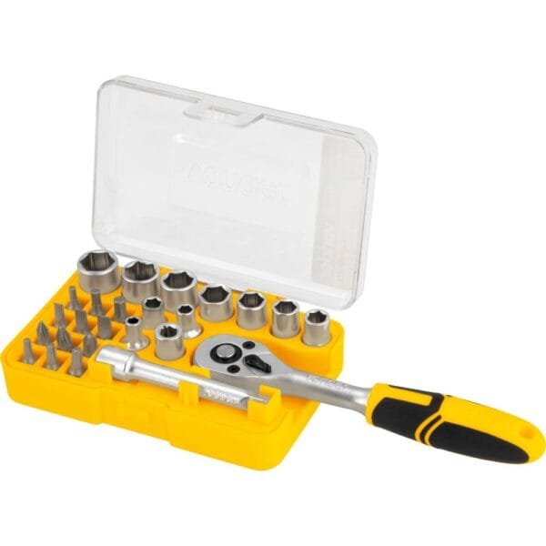 Jogo De Soquetes E Ponteiras Com Encaixe De 1/4 De 04 A 13Mm C/25 Pecas Vonder