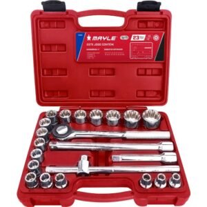 JOGO DE SOQUETES ESTRIADOS ENCAIXE 1/2 08 A 32MM 23PC MAYLE
