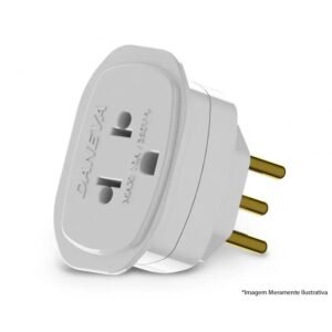 Adaptador Universal Para Tomada 2 Pinos Para 3 Pinos 10a Branco Daneva
