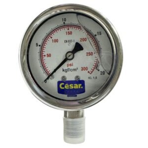 César Store - Desde 1932 40 Manometro 063Mm 0300Psi/20Kgf 1/4 Npt Inf Total Inox Glicerina Cesar