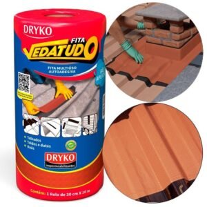 Fita Adesiva Impermeavel Com Manta Asfaltiva 30Cm X 10M Vedatudo Dryko - 1