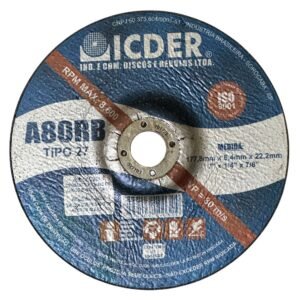 Disco Desbaste 7 X 1/4 X 7/8 Com 2 Telas Para Aco E Metais A80Rb Icder