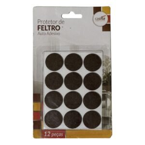 César Store - Desde 1932 40 Feltro Adesivo Marrom Redondo 25Mm X 3 Mm Com 12 Casita - Feltro Adesivo Marrom Redondo 25Mm X 3 Mm Com 12 Casita - Frente