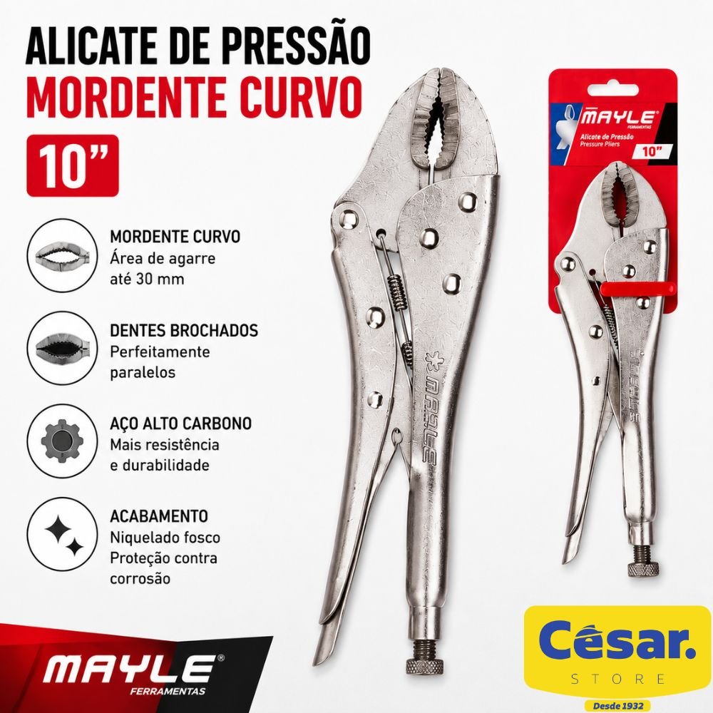 Alicate De Pressao Mordente Curvo 10 Mayle 2 Alicate De Pressao Mordente Curvo 10 Mayle - Imagem 2