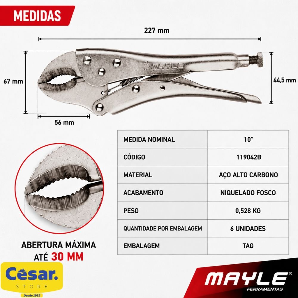 Alicate De Pressao Mordente Curvo 10 Mayle 4 Alicate De Pressao Mordente Curvo 10 Mayle - Imagem 4