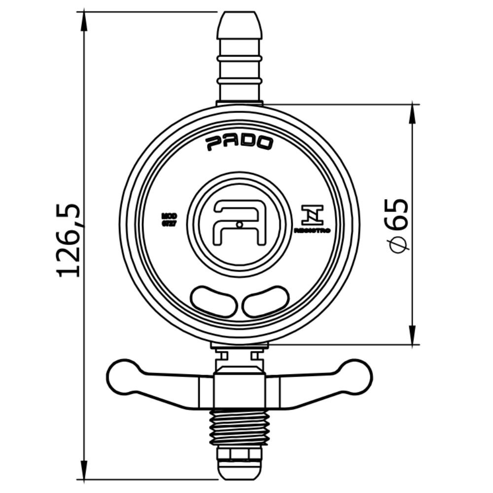 Regulador Gas Zm Fp 0111 1 Kg/H Para Botijao P-13 Com Saida Para Mangueira Pado 2 Regulador Gas Zm Fp 0111 1 Kg/H Para Botijao P-13 Com Saida Para Mangueira Pado - Imagem 2