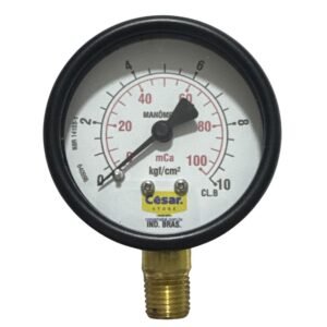 MANOMETRO 060MM 0100MCA/10KGF 1/4 NPT INFERIOR INTERNO LATAO CAIXA ACO CARBONO CESAR W - principal