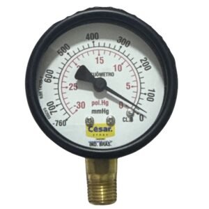 VACUOMETRO 060MM 30PHGX760MMHG INTERNO LATAO CAIXA ACO CARBONO 1/4 NPT INFERIOR CESAR W - principal