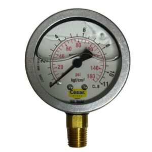 Manometro 060mm 0160psi/11kgf 1/4 Npt Inferior Interno Latao Caixa Aco Inox Glicerina Cesar W