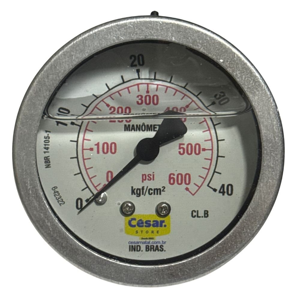 Manometro 060Mm 0600Psi/40Kgf 1/4 Npt Traseiro Interno Latao Caixa Aco Inox Glicerina Cesar W 1 Manometro 060Mm 0600Psi/40Kgf 1/4 Npt Traseiro Interno Latao Caixa Aco Inox Glicerina Cesar W