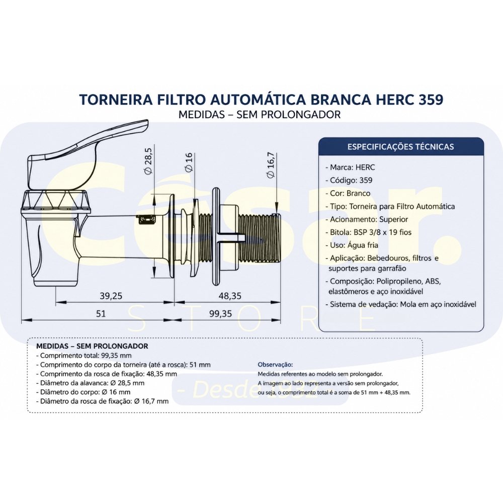 Torneira Filtro Barro Automatica Branca Com Acionamento Superior Herc 2 Torneira Filtro Barro Automatica Branca Com Acionamento Superior Herc - Imagem 2